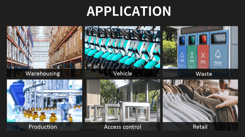 ภาพที่ 25: ภาพแผนผังทางเทคนิคของเครื่องอ่าน UHF RFID อุตสาหกรรมสำหรับระบบอัตโนมัติ โดยเน้นโครงสร้างเสาอากาศและชิปภายใน สำหรับงานอุตสาหกรรมและสายการผลิต.