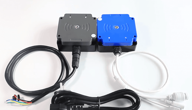 ภาพที่ 11: ภาพแผนผังทางเทคนิคของเครื่องอ่าน UHF RFID อุตสาหกรรมสำหรับระบบอัตโนมัติ JT-7100 95 40 โดยเน้นขนาดและสัดส่วนที่ระบุชัดเจน สำหรับงานอุตสาหกรรมและสายการผลิต.