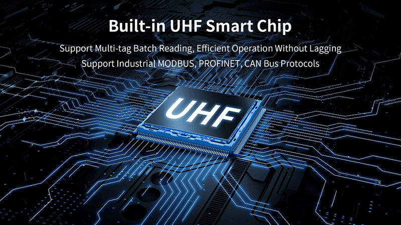 ภาพที่ 16: ภาพนี้แสดงเครื่องอ่าน UHF RFID อุตสาหกรรมสำหรับระบบอัตโนมัติ JT-7100 โดยเน้นโครงสร้างกันน้ำและฝุ่น และโครงสร้างเสาอากาศและชิปภายใน สำหรับงานอุตสาหกรรมและสายการผลิต.