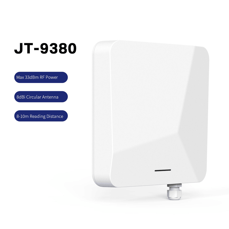 ภาพที่ 3: ภาพด้านข้างของเครื่องอ่าน UHF RFID ขายส่งสำหรับติดตามทรัพย์สิน JT-9380 46mm โดยเน้นโลหะ โครงสร้างแข็งแรงทนทาน รูปทรงบาง และขนาดและสัดส่วนที่ระบุชัดเจน.