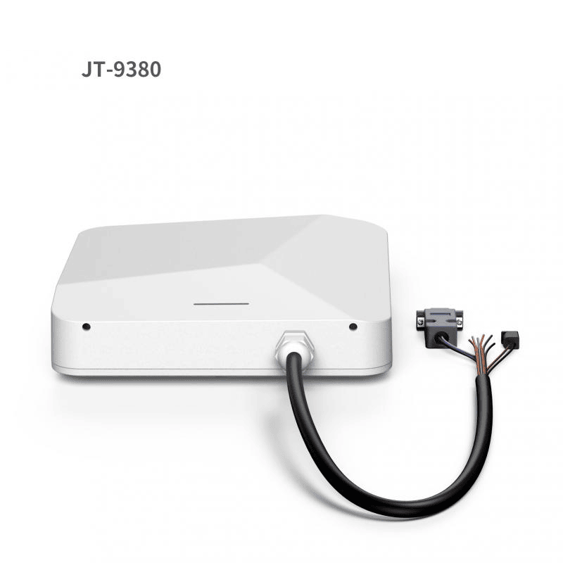 ภาพที่ 5: ภาพนี้แสดงเครื่องอ่าน UHF RFID ขายส่งสำหรับติดตามทรัพย์สิน JT-9380 8dBi โดยเน้นโครงสร้างเสาอากาศและชิปภายใน และรูปทรงเรขาคณิตที่เห็นชัด.