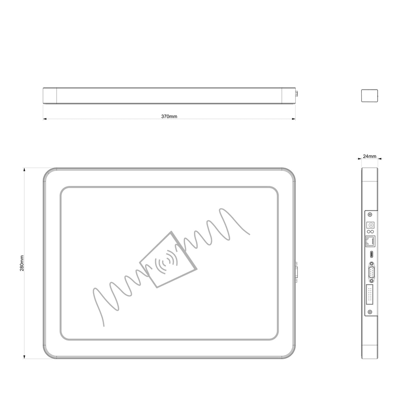ภาพที่ 9: ภาพนี้แสดงเครื่องอ่าน UHF RFID ตั้งโต๊ะสำหรับ POS สแกนสินค้าหลายชิ้น JT-6250 MQTT โดยเน้นรูปทรง พื้นผิว และรายละเอียดผลิตภัณฑ์ตามภาพ สำหรับการติดตามและจัดการสินค้าหรือทรัพย์สิน.