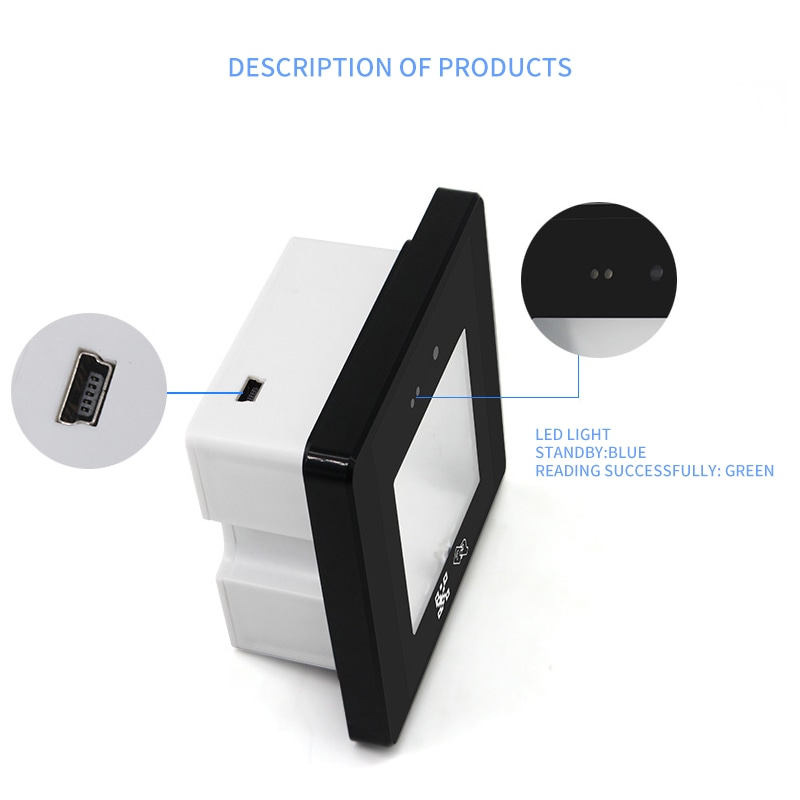 เครื่องอ่านบัตรควบคุมการเข้าออกแบบ QR RFID สำหรับการเข้าเยี่ยมชม ในมุมมองเปลือกกันน้ำที่ชัดเจนสำหรับงานประยุกต์ใช้เครื่องอ่านบัตรควบคุมการเข้าออกแบบ RFID