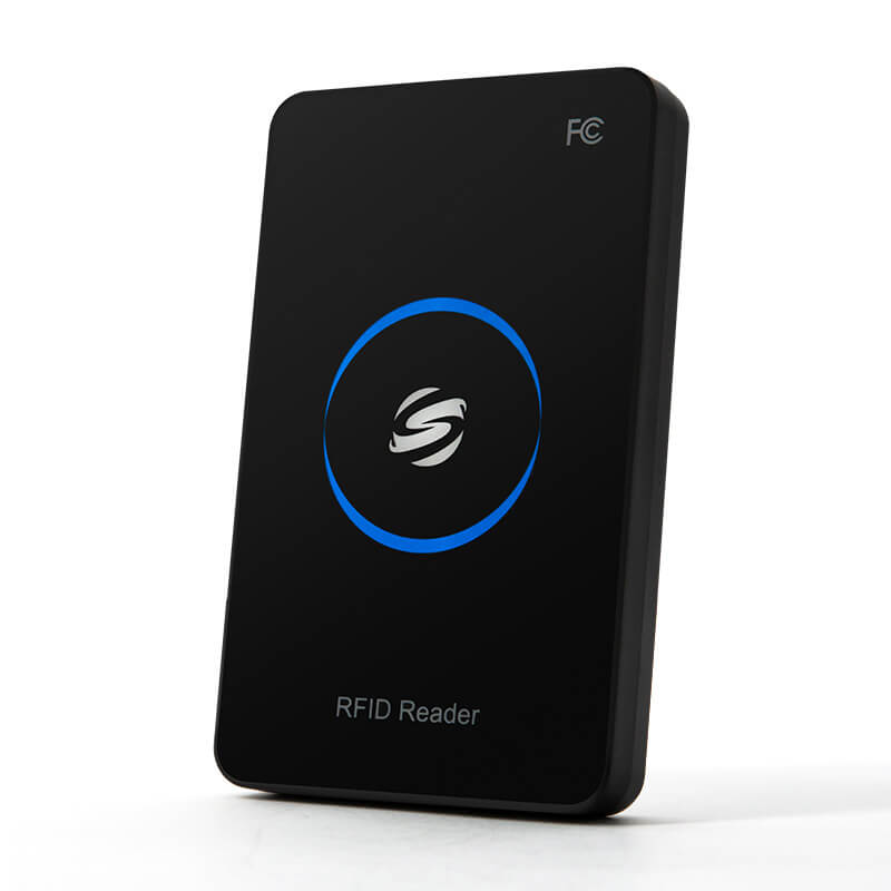 ภาพที่ 5: ภาพนี้แสดงเครื่องอ่านเขียน RFID ISO15693 กันน้ำผ่าน USB 125KHz UID LF โดยเน้นไฟและเสียงแสดงสถานะ.