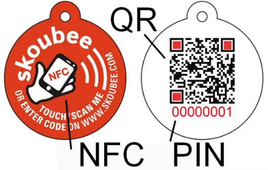 ภาพที่ 4: ภาพนี้แสดงแท็กสัตว์เลี้ยง NFC สั่งทำพร้อม QR สำหรับโปรไฟล์อัจฉริยะ ID โดยเน้นงานพิมพ์ที่ปรับแต่งได้ พื้นที่สำหรับโลโก้และแบรนด์สั่งทำ และการเชื่อมต่อแบบไร้สัมผัสหรือไร้สาย.