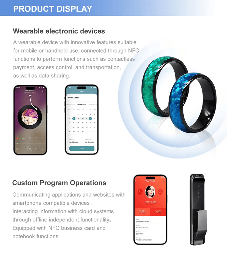 ภาพผลิตภัณฑ์แหวน NFC กันน้ำแบบปรับแต่งสำหรับการควบคุมการเข้าถึงแสดงขั้วต่อสายไฟในหมวดหมู่แหวน NFC