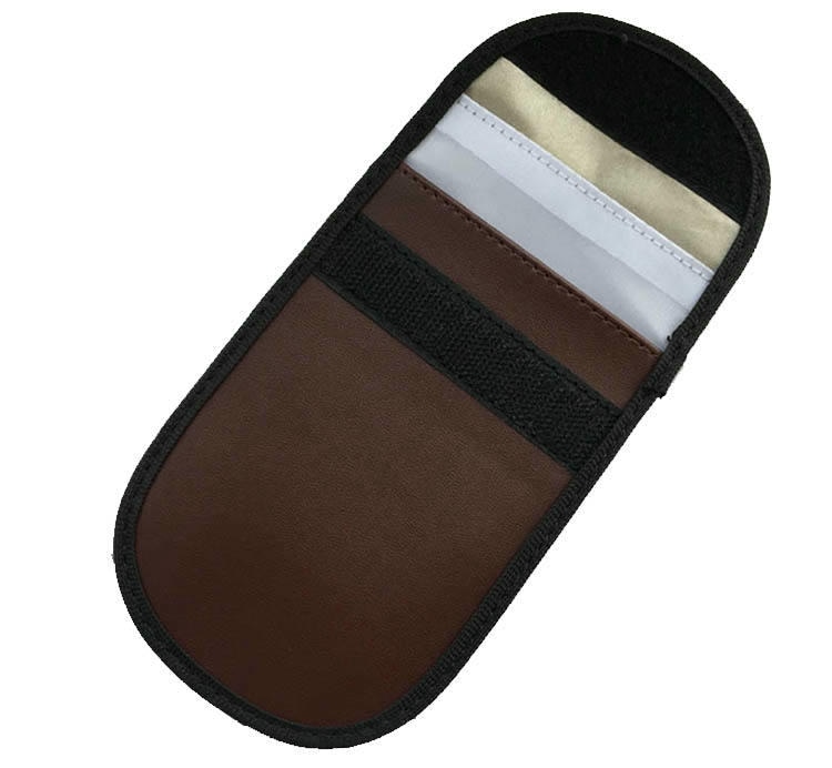 ภาพที่ 6: ภาพนี้แสดงกระเป๋าเดินทางบล็อก RFID สำหรับบัตร กระเป๋าสตางค์และพาสปอร์ต โดยเน้นหนัง.