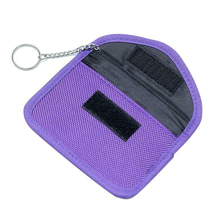 ภาพที่ 6: ภาพนี้แสดงกระเป๋าบล็อก RFID ขายส่งสำหรับบัตรและพวงกุญแจ โดยเน้นรูปทรง พื้นผิว และรายละเอียดผลิตภัณฑ์ตามภาพ.