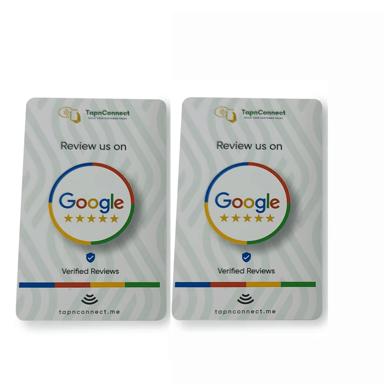 ภาพที่ 3: ภาพนี้แสดงการ์ดแตะ Google รีวิว สำหรับรับความคิดเห็นรวดเร็ว QR NFC โดยเน้นระบบบาร์โค้ดหรือ QR สำหรับสแกน การเชื่อมต่อแบบไร้สัมผัสหรือไร้สาย และการรวบรวมคะแนนรีวิวและความคิดเห็น.
