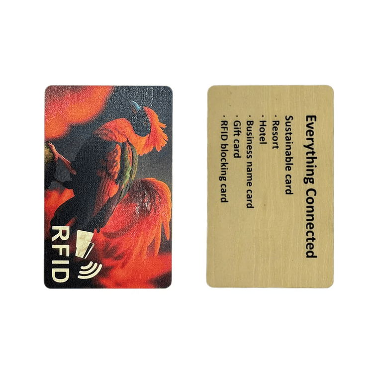 บัตรไม้เชอร์รี่ NFC RFID แบบกำหนดเองสำหรับการเข้าใช้ แสดงในมุมมองโครงสร้างเสาอากาศที่ชัดเจนสำหรับการใช้งานบัตรไม้