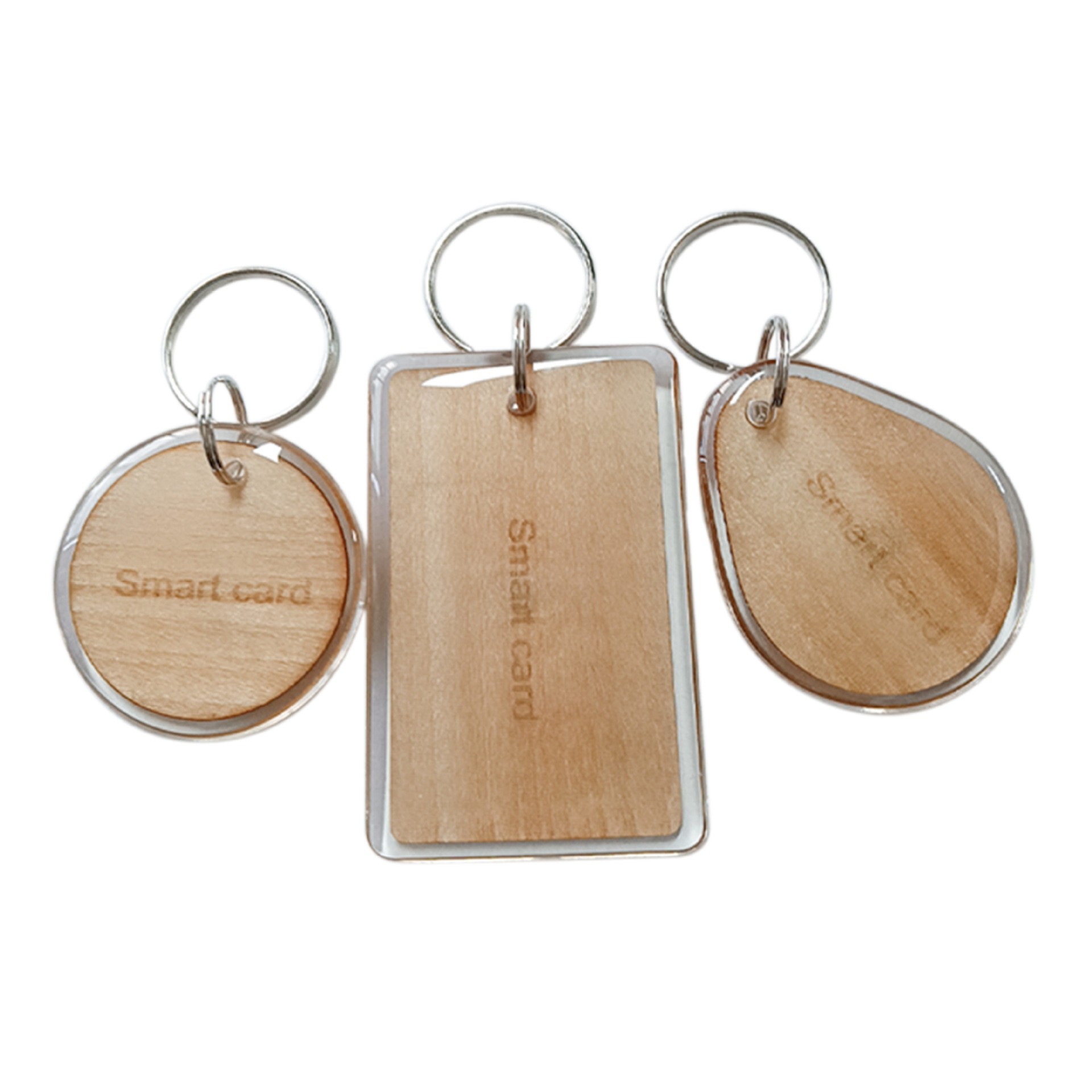 ภาพสินค้า พวงกุญแจไม้ RFID เคลือบอีพ็อกซีสำหรับเข้าใช้ แสดงการควบคุมการเข้าถึงที่ปลอดภัยในหมวดหมู่ Wooden RFID Key Fobs