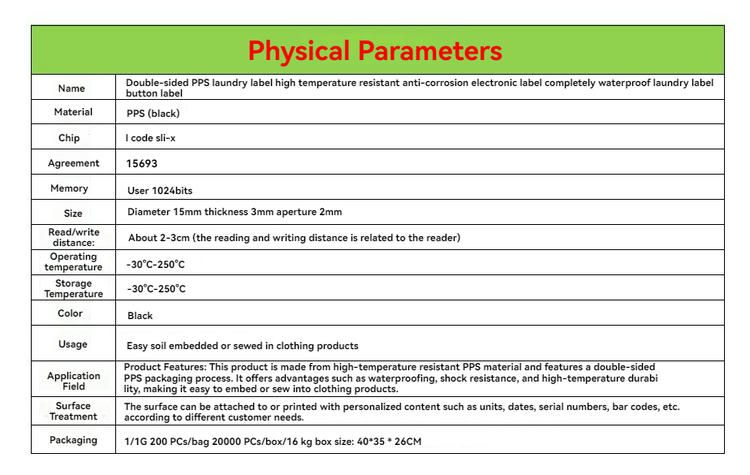 การนำเสนอผลิตภัณฑ์ระดับมืออาชีพของแท็กซักรีด PPS RFID ทนอุณหภูมิสูงที่ใช้ในสภาพแวดล้อมการทำความสะอาดอุตสาหกรรมแรงดันสูง
