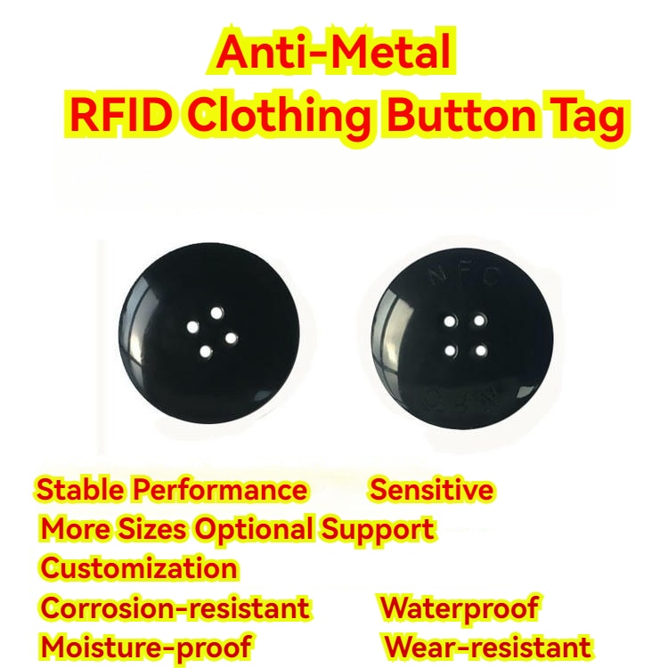 บอร์ดโปรโมชันนำเสนอ RCT23-1 RFID clothing button แท็ก เป็นโซลูชันกันโลหะที่มีการอ่านที่เสถียรและรองรับการปรับแต่ง