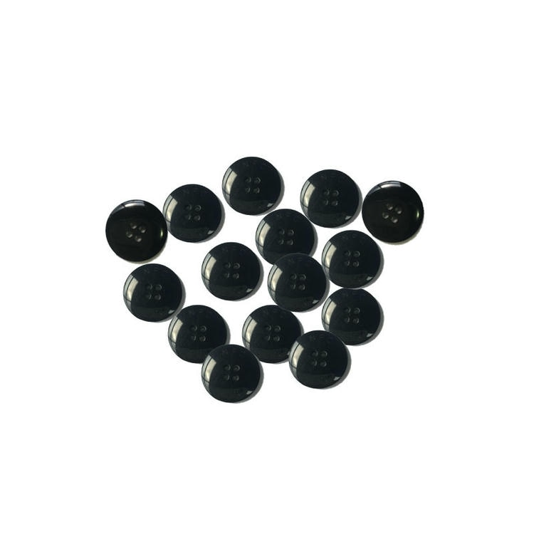กลุ่มตัวอย่างของ RCT23-1 RFID clothing button แท็ก สีดำจัดแสดงบนพื้นหลังสว่างเพื่อภาพรวมจำนวนผลิตภัณฑ์อย่างง่าย