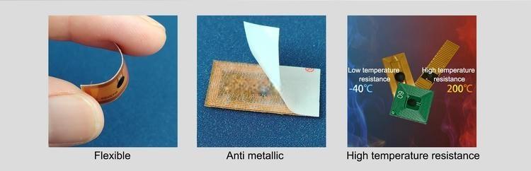ภาพนี้แสดงให้เห็นแท็ก NFC แบบยืดหยุ่นสำหรับผลิตภัณฑ์ฝังตัวสำหรับการจัดการทรัพย์สินในงานประยุกต์ใช้แท็ก NFC & RFID FPC