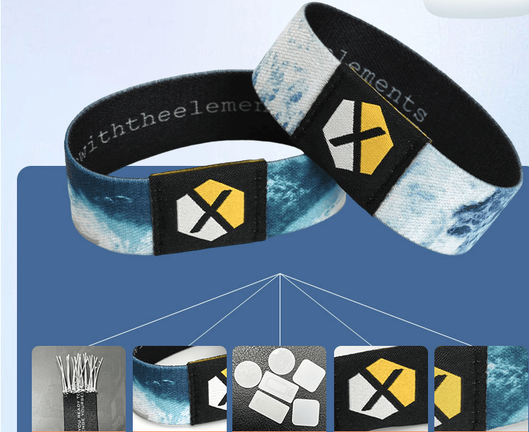 การจัดแสดงสายรัดข้อมือ RFID แบบยืดหยุ่นที่เป็นมิตรต่อสิ่งแวดล้อมสีเต็มรูปแบบแสดงให้เห็นถึงความสามารถในการพิมพ์ CMYK โดยละเอียดสำหรับกราฟิกและงานศิลป์ที่กำหนดเองอันซับซ้อน