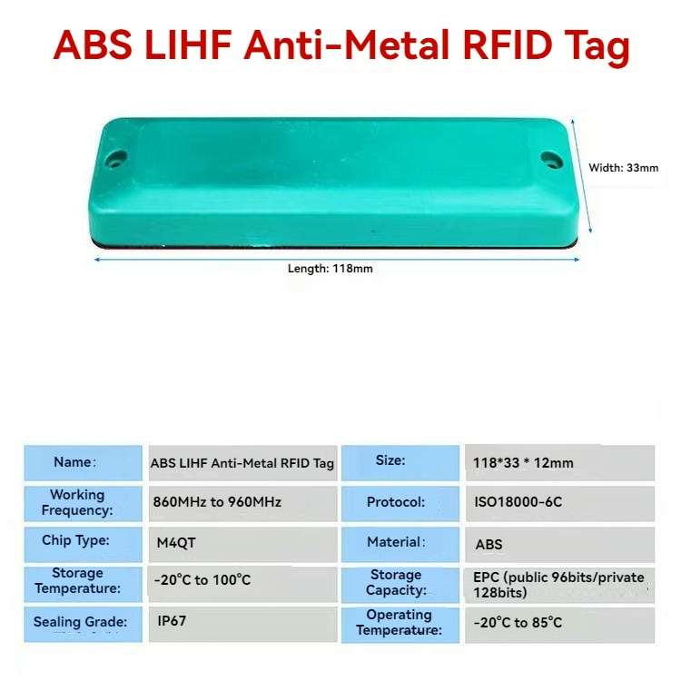 แท็ก RFID ABS สำหรับติดบนโลหะในอุตสาหกรรมเพื่อการติดตามเครื่องมือ แสดงจากมุมมองด้านหลังกาวใสสำหรับการประยุกต์ใช้ แท็ก RFID ABS สำหรับติดบนโลหะ
