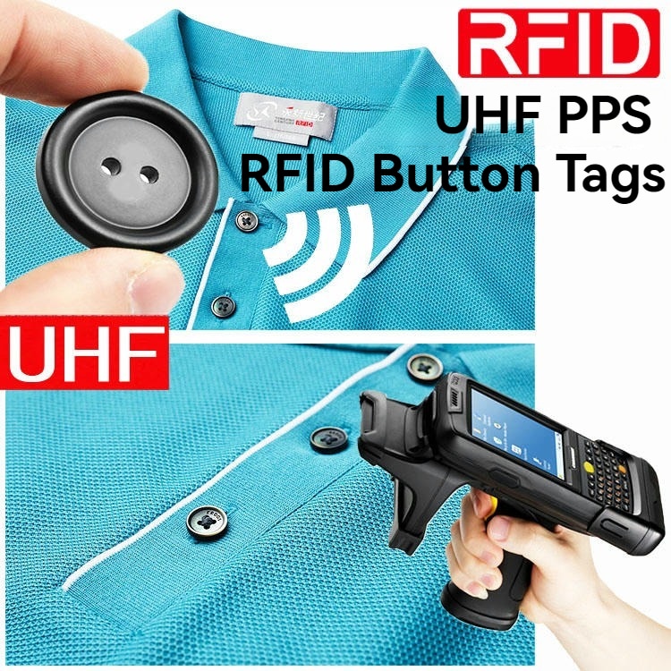 2) ภาพนี้แสดงผู้จำหน่ายแท็กซักรีด RFID PPS ทนความร้อน PPS14-B โดยเน้นสีขาว รูปแบบการจัดเรียงและบรรจุภัณฑ์ และตำแหน่งซ่อนติดตั้งในชายผ้า ในลักษณะติดตั้งกับชิ้นงาน สำหรับการติดตามผ้าและเสื้อผ้า งานโรงแรม รีสอร์ต และบริการผู้เข้าพัก และงานทางการแพทย์และการระบุตัวผู้ป่วย.