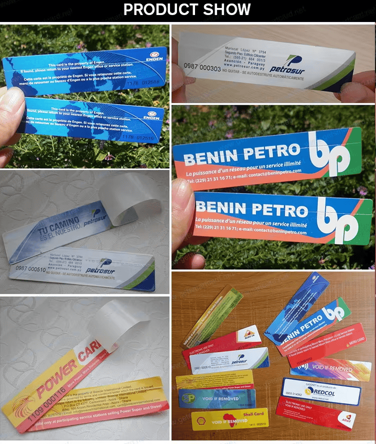 คอลลาจแสดงสินค้าประกอบด้วยฉลาก RFID ติดกระจกหน้ารถแบบต่าง ๆ ทั้งในมือและบนแผ่นรอง แสดงแท็กกระดาษเคลือบสำหรับการติดตามยานพาหนะ