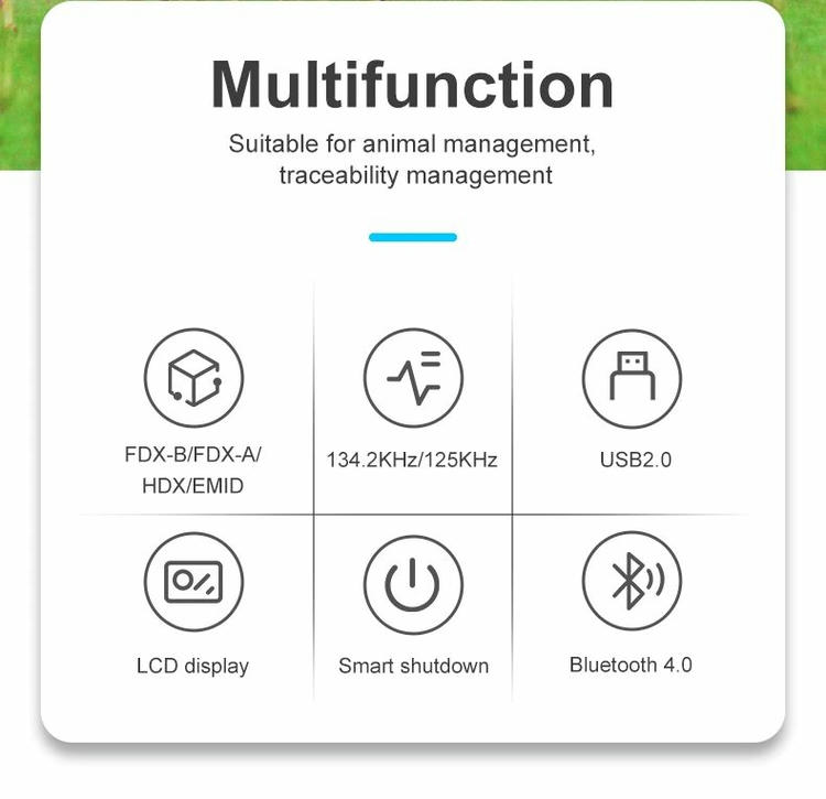 เครื่องอ่าน FS-A02-C ทำงานบนแอปพลิเคชัน Android เฉพาะสำหรับการเก็บข้อมูลสัตว์ แสดงที่นี่พร้อมอินเทอร์เฟซฟอร์มที่เป็นมิตรต่อผู้ใช้