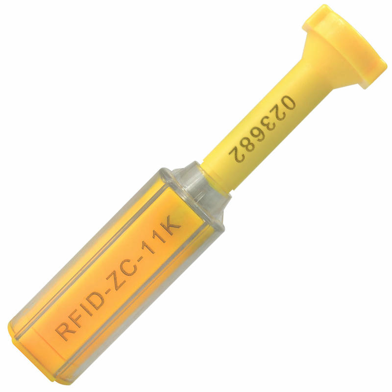 ภาพนี้เน้นฉลากทนทานของซีลโบลต์ RFID ISO17712 สำหรับตู้สินค้าขนส่ง UHF สำหรับการใช้งานด้านซีลรักษาความปลอดภัย RFID.