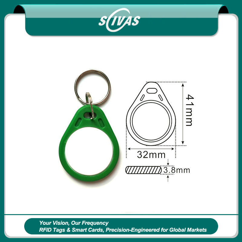 ด้านหลังของพวงกุญแจ RFID ZT-SJZ-7 สีเหลืองมีพื้นผิวเรียบเหมาะอย่างยิ่งสำหรับการสลักเลเซอร์ถาวรของรหัสชิปเฉพาะ
