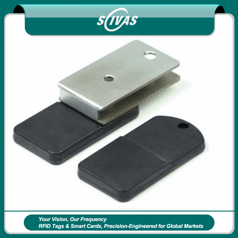 ภาพนี้แสดงแท็ก UHF RFID IP68 สำหรับฝาท่อระบายน้ำและทรัพย์สิน SV-021 PPS โดยแสดงสีดำ วัสดุ PPS โลหะ ระยะอ่านสัญญาณ และโครงสร้างที่แข็งแรงทนทาน เหมาะสำหรับการติดตามและจัดการทรัพย์สิน.