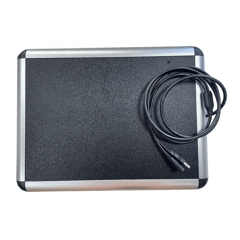 มุมมองด้านข้างของเครื่องอ่าน UHF RFID ตั้งโต๊ะแบบขายส่ง ZK-RFID108E 25mm โดยแสดงขนาดและสัดส่วนของผลิตภัณฑ์ และโครงสร้างที่แข็งแรงทนทาน.