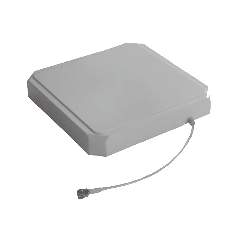 มุมมองด้านหน้าของเสาอากาศ UHF RFID 9dBi สั่งทำสำหรับติดตามระยะไกล ZK-ANT258D โดยแสดงโครงสร้างเสาอากาศ และตำแหน่งติดตั้งและการใช้งานจริง เพื่อให้เห็นส่วนประกอบด้านหน้าอย่างชัดเจน.