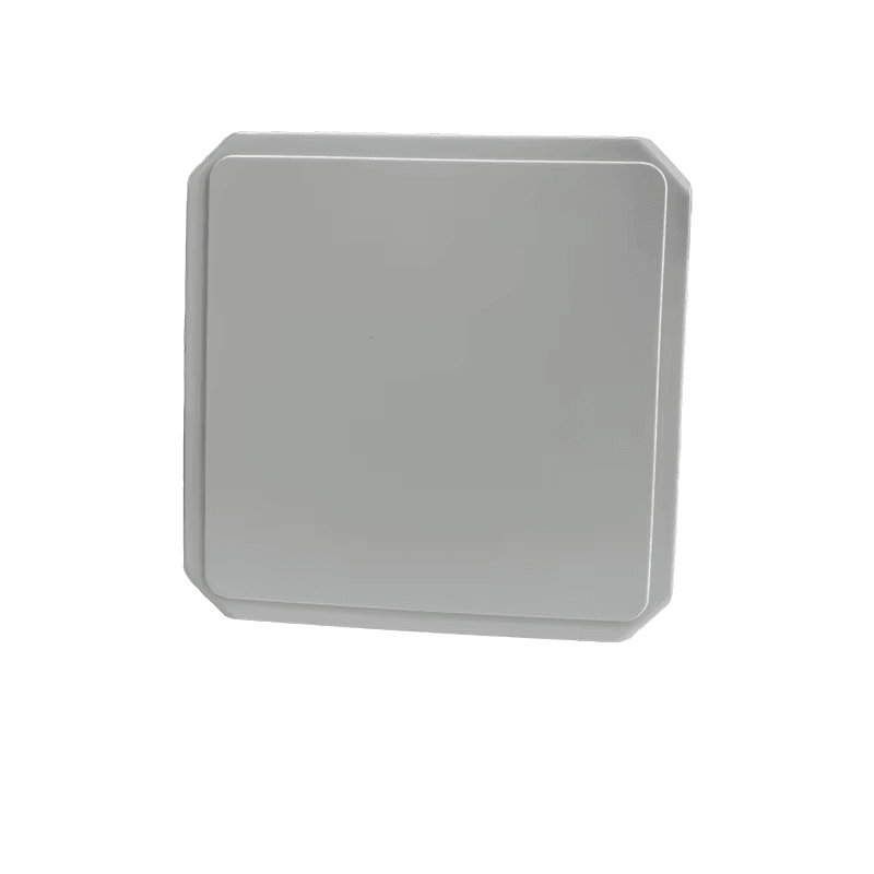 ภาพนี้แสดงเสาอากาศ UHF RFID 9dBi สั่งทำสำหรับติดตามระยะไกล ZK-ANT258D โดยแสดงโครงสร้างเสาอากาศ และแผงและพื้นผิวด้านหน้า.