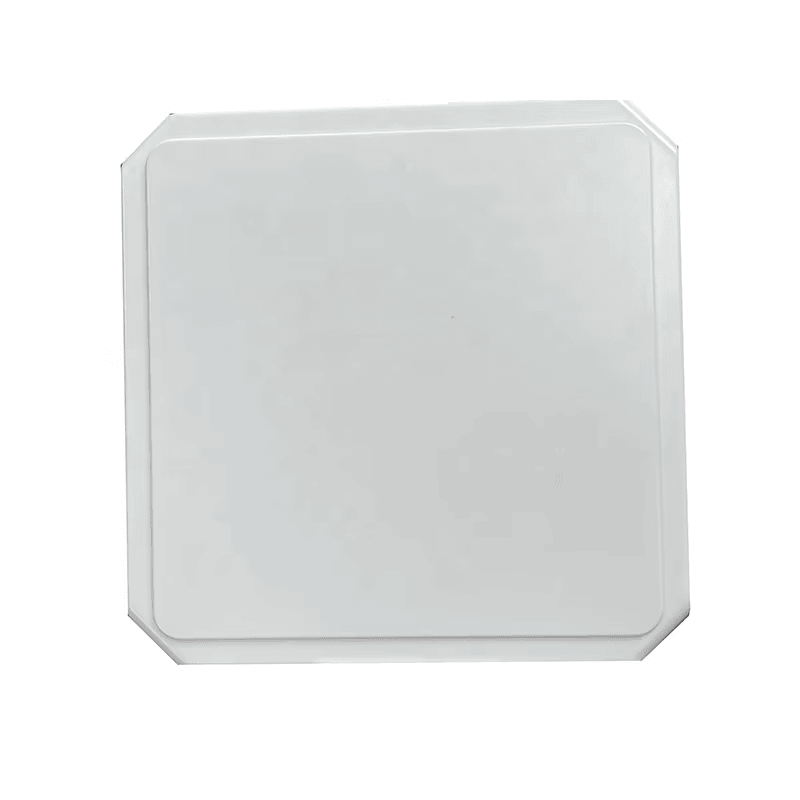 ภาพนี้แสดงเสาอากาศ UHF RFID 9dBi สั่งทำสำหรับติดตามระยะไกล ZK-ANT258D โดยแสดงโครงสร้างเสาอากาศ และแผงและพื้นผิวด้านหน้า.