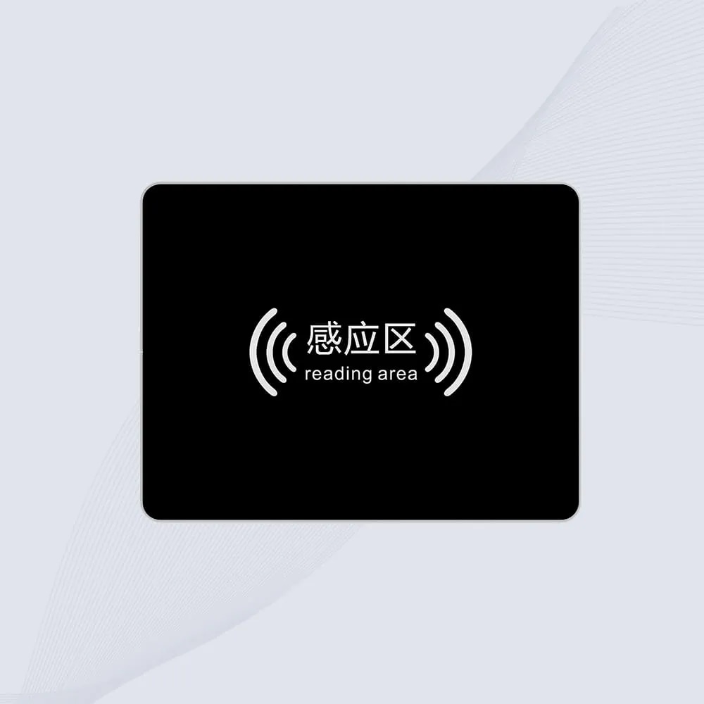 มุมมองด้านบนของผู้ผลิตเครื่องอ่านเขียน UHF RFID ตั้งโต๊ะ CK-D5 โดยแสดงสีดำ แก้ว และแผงผิวอะคริลิกหรือกระจก.