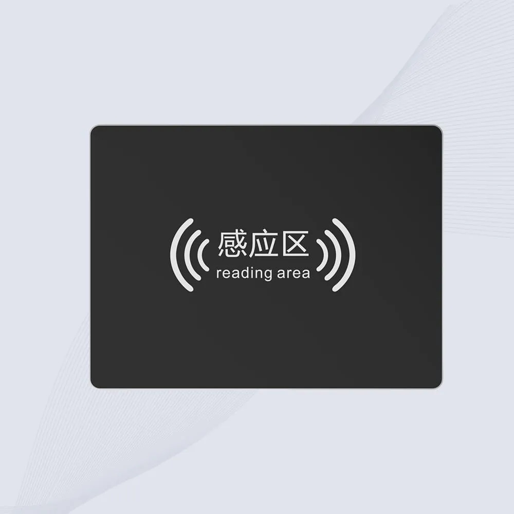 มุมมองด้านบนของเครื่องอ่าน UHF ตั้งโต๊ะ OEM สำหรับเข้ารหัสแท็กเป็นชุด CK-D6 RFID โดยแสดงสีดำ แก้ว แผงผิวอะคริลิกหรือกระจก และการอ่านเขียนข้อมูลบนแถบแม่เหล็ก.