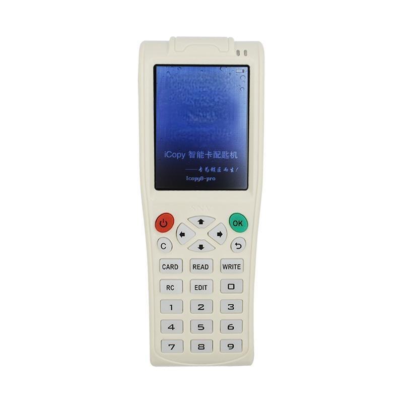 มุมมองด้านหน้าของเครื่องคัดลอก RFID iCOPY8 ที่เน้นเลย์เอาต์ปุ่มที่ใช้งานง่ายและความสามารถในการแจ้งเตือนด้วยเสียงที่ชัดเจนเพื่อการใช้งานที่สะดวก