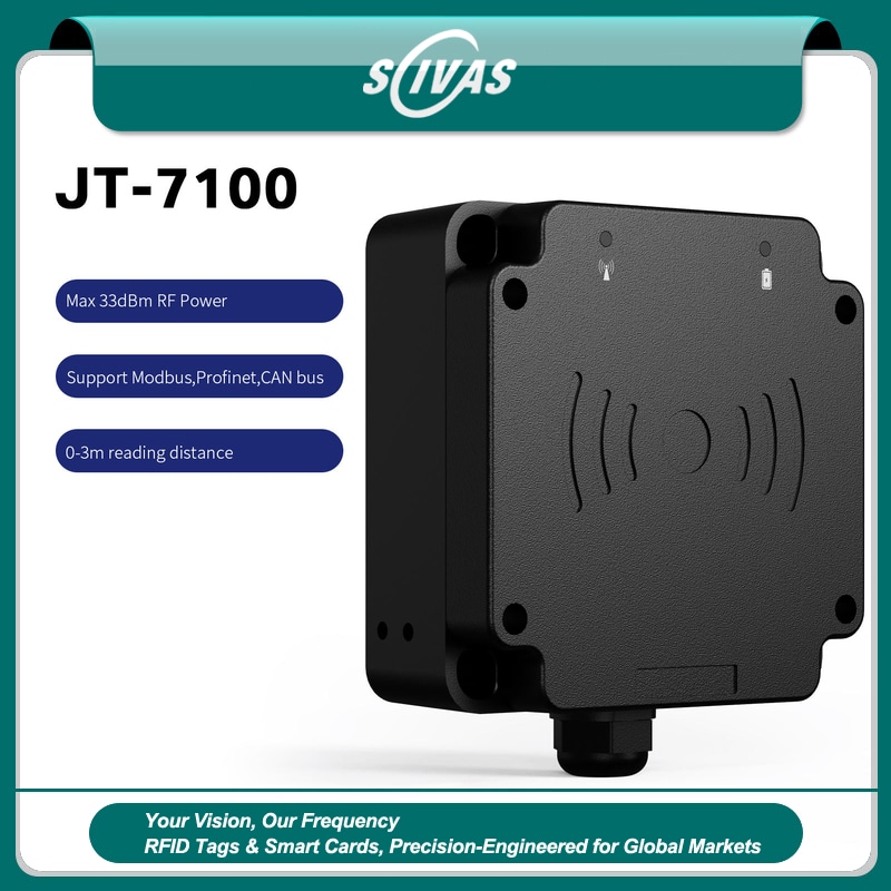ภาพที่ 1: ภาพนี้แสดงเครื่องอ่าน UHF RFID อุตสาหกรรมสำหรับระบบอัตโนมัติ โดยเน้นรูปทรง พื้นผิว และรายละเอียดผลิตภัณฑ์ตามภาพ.