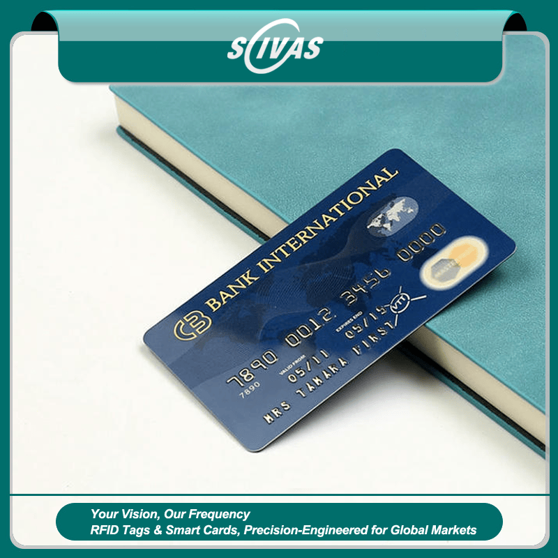 ภาพที่ 1: ชุดบัตร RFID ระยะใกล้พิมพ์สั่งทำหลากสี แสดงลวดลายกราฟิกและโลโก้แบรนด์องค์กรหลายแบบสำหรับใช้ระบุตัวตน.