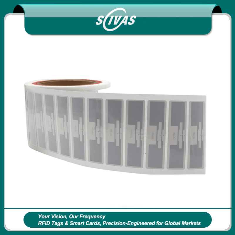1) ภาพนี้แสดงฉลาก RFID UHF สำหรับขวดของเหลวและถุงเลือด LR7320-1 โดยเน้นโครงสร้างที่แข็งแรงทนทาน และรูปแบบการจัดเรียงและบรรจุภัณฑ์.