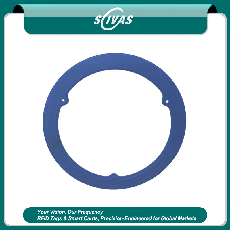 1) ภาพนี้แสดงแท็ก RFID ทรงวงแหวนสำหรับถังเชื้อเพลิงและกองยาน RING100-1 โดยเน้นสีน้ำเงิน.