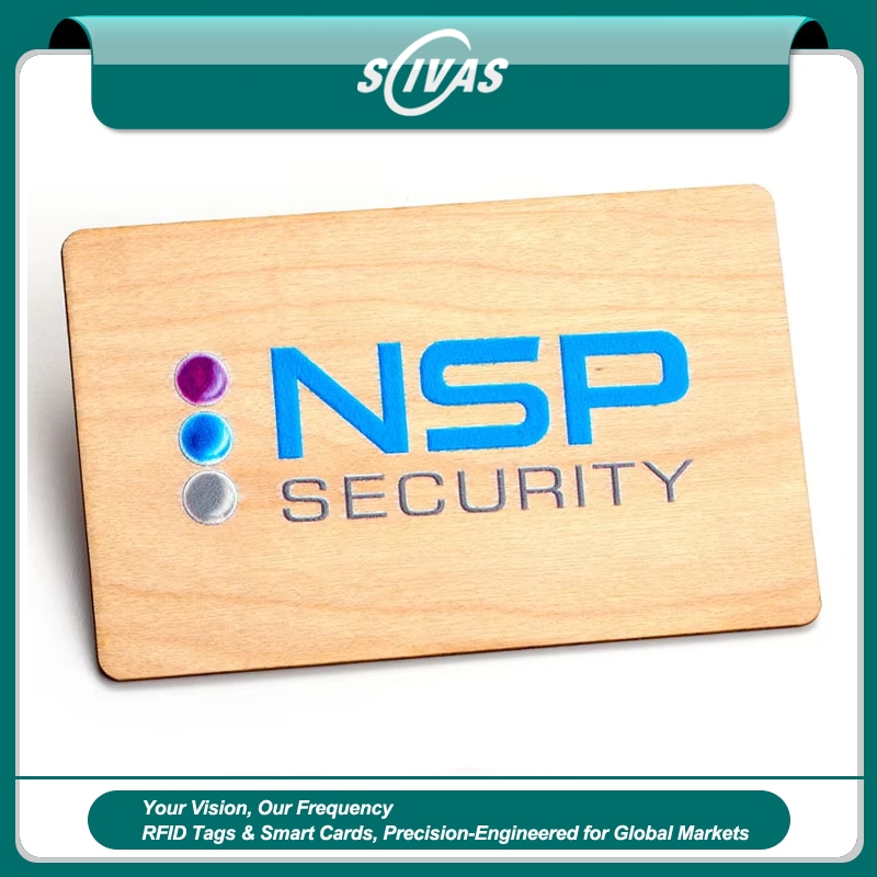 บัตรไม้องค์กร RFID พรีเมียมสำหรับการเข้าออกจัดแสดงโดยเน้นมุมมองด้านหลังสำหรับโครงการบัตรไม้.