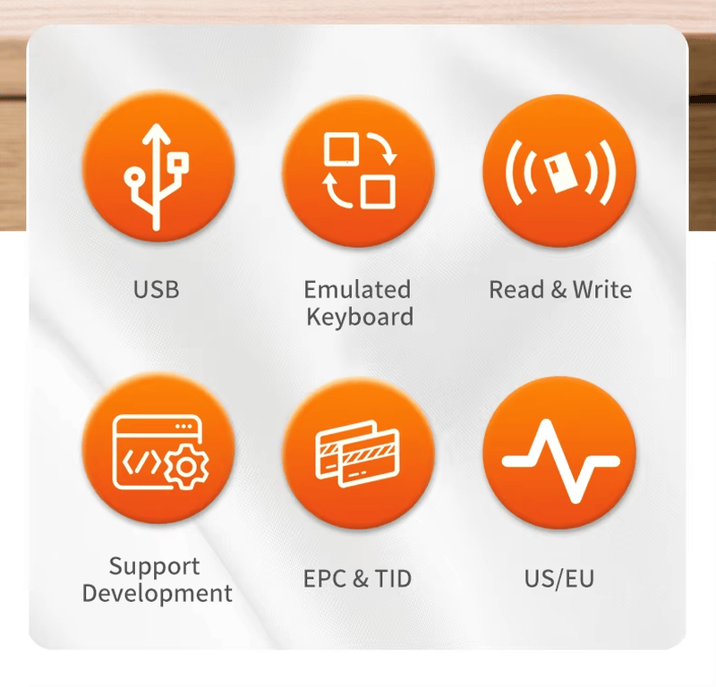 การตั้งค่ากำลังส่ง RF แบบปรับได้ของเครื่องอ่าน RFID UHF รุ่น FD-603 ตั้งแต่ 18 ถึง 26dBm เพื่อควบคุมระยะอ่านบนโต๊ะได้อย่างแม่นยำ