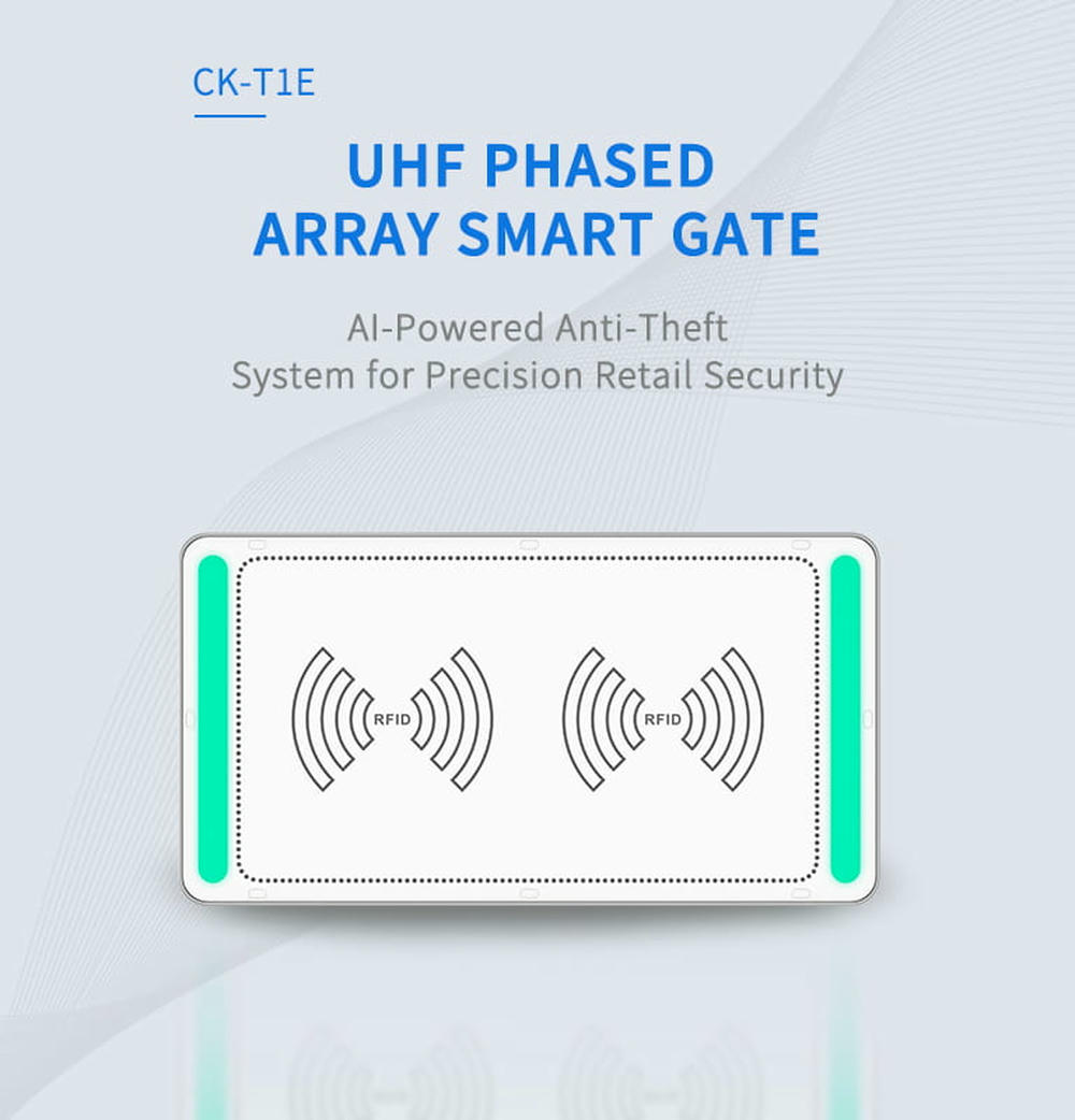 แผนภาพขนาดทางเทคนิคของประตู RFID รุ่น CK-T1E แสดงขนาดเส้นผ่านศูนย์กลางสองร้อยเจ็ดสิบมิลลิเมตรและข้อกำหนดความสูงในการติดตั้งแบบฝังเรียบ