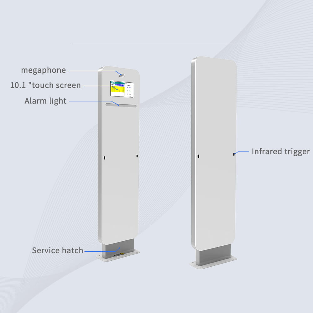 ภาพระยะใกล้ของเครื่องอ่านประตูทางเข้า UHF RFID สำหรับระบบอัจฉริยะ CK-T5 10.1 โดยแสดงหน้าจอสัมผัสพร้อมเมนูและช่องข้อมูลที่ใช้งานง่าย และการติดตามและตรวจนับแบบอัตโนมัติแบบเรียลไทม์.