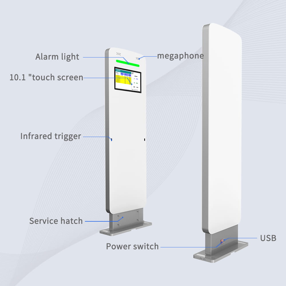 ภาพนี้แสดงเครื่องอ่านประตู UHF RFID สำหรับติดตามทรัพย์สิน CK-T6 R2000 Impinj โดยแสดงสมรรถนะการอ่านที่เสถียรสำหรับการใช้งานระยะยาว.