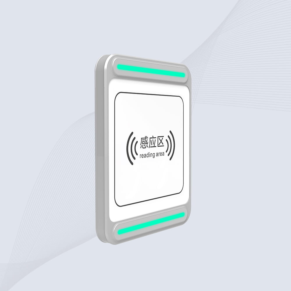 ภาพนี้แสดงประตูอ่าน RFID ISO18000-6C สำหรับเชื่อม WMS CK-T1B โดยแสดงระยะอ่านสัญญาณ เหมาะสำหรับการตรวจนับและจัดการสินค้าคงคลัง.