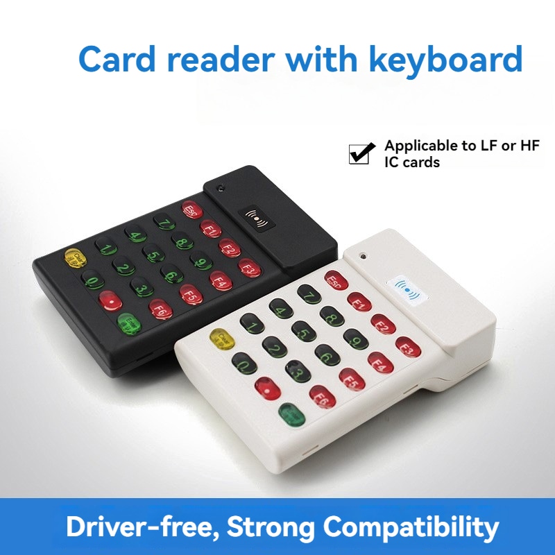 ภาพนี้เน้นมุมมองรายละเอียดของเครื่องอ่าน LF RFID พร้อมแป้นกดสำหรับ UID สำหรับการใช้งานด้านเครื่องอ่าน 125KHz LF RFID.