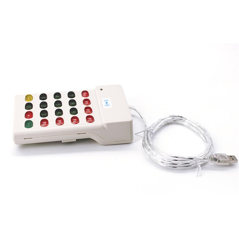 เครื่องอ่าน LF RFID พร้อมแป้นกดสำหรับ UID แสดงมุมมองด้านหน้าสำหรับผู้ซื้อที่กำลังเปรียบเทียบโซลูชันเครื่องอ่าน 125KHz LF RFID.