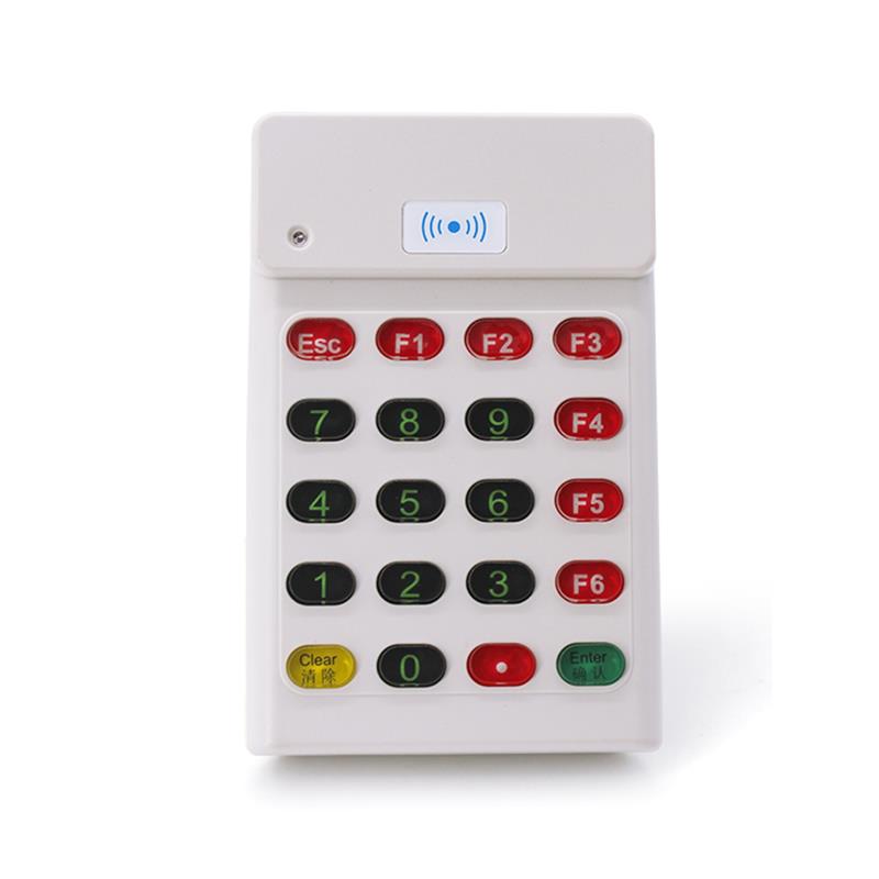 ภาพนี้เน้นการออกแบบขนาดพกในกระเป๋าสตางค์ของเครื่องอ่าน LF RFID พร้อมแป้นกดสำหรับ UID สำหรับการใช้งานด้านเครื่องอ่าน 125KHz LF RFID.