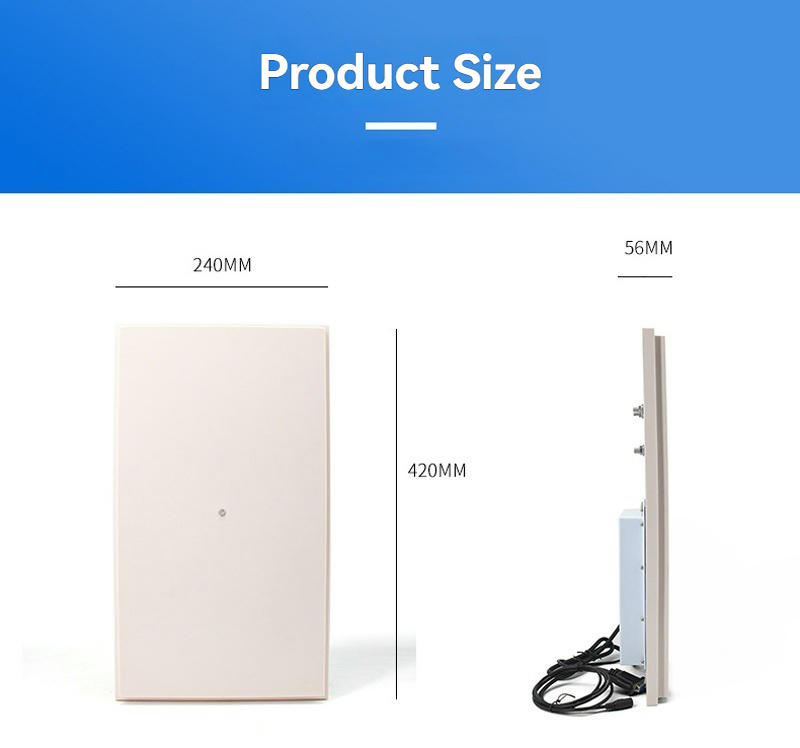 แบบทางเทคนิคระบุขนาดทางกายภาพ 420 x 240 x 56 mm สำหรับเครื่องอ่าน RFID แบบรวมเสาอากาศ R16-10DB ที่มีอัตราขยายสูง