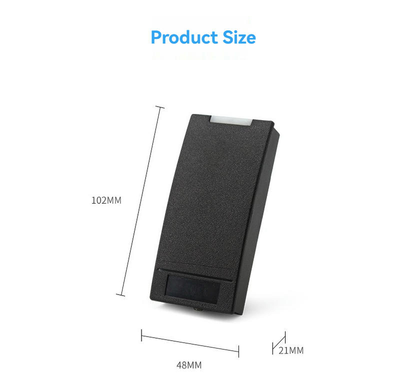 เครื่องอ่านบัตร RFID กันน้ำสำหรับประตูรักษาความปลอดภัย แสดงโดยเน้นที่มุมมองด้านหน้าสำหรับโครงการเครื่องอ่านควบคุมการเข้าถึงด้วย RFID