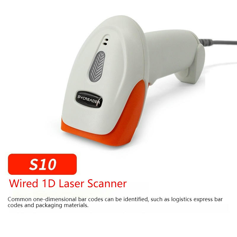 ภาพถ่ายผลิตภัณฑ์เครื่องสแกนบาร์โค้ดเลเซอร์สำหรับสินค้าคงคลัง USB 1D แสดงภาพอ้างอิงขนาดในหมวดเครื่องสแกนบาร์โค้ดเลเซอร์.